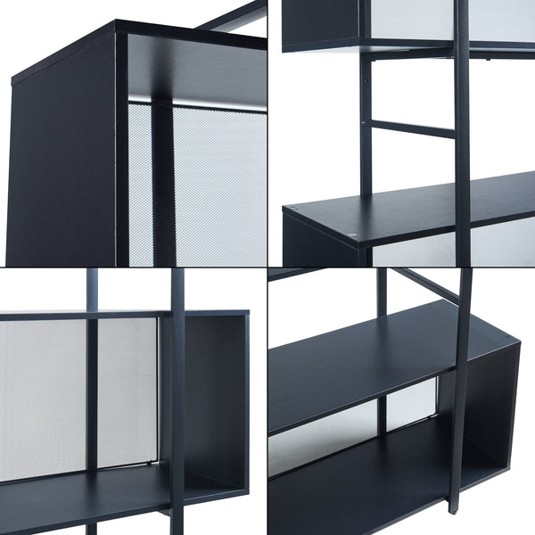 Fristående hylla Randaberg 180x180x33 cm Svart [en.casa]