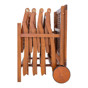 Matgrupp Ancarano av bord och 4 stolar akacia [en.casa]