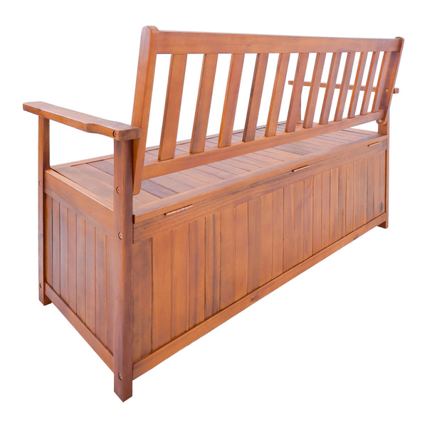 Trädgårdsbänk Avezzano med förvaringsfack 130x60x88cm Akacia FSC®-certifierad [en.casa]
