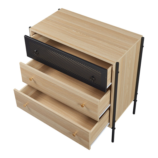 Byrå Tysnes med 3 lådor 80x80x40 cm Ek/Svart [en.casa]