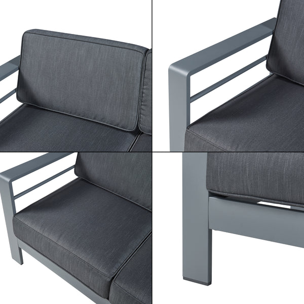 Trädgårdssoffa Avise med dynor 144x70x62 cm grå [casa.pro] 