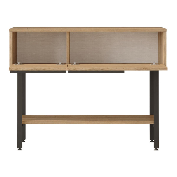 Konsolbord Kvænangen 100x30x76 cm Ek/Rattanutseende [en.casa]