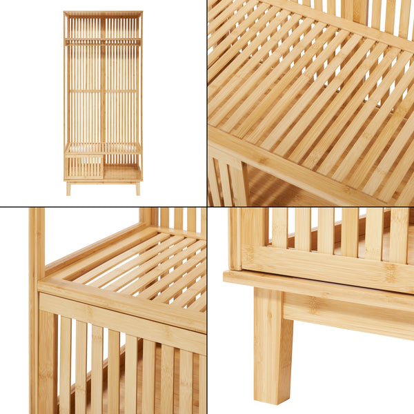 Klädställning Ypäjä 187x80x47 cm bambu [en.casa]