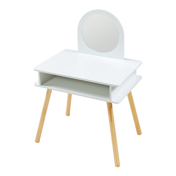 Barnsminkbord med pall Ovanåker Vit/Natur [en.casa]