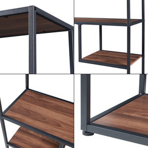 Bokhylla Østre 180x83x34 cm metall svart valnötsfärg [en.casa]