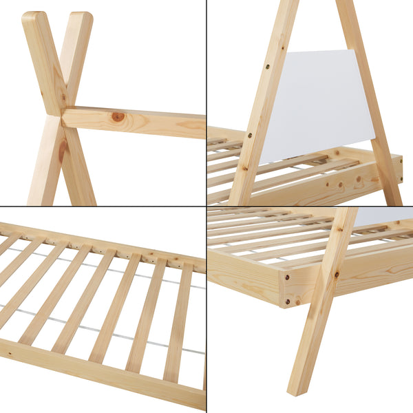 Tipi-säng Siikajoki med madrass 90x200cm furu natur [en.casa]