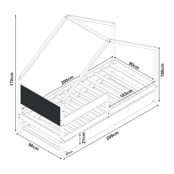 Hussäng Sodankylä med utdragbar säng med madrass 90x200cm [en.casa]