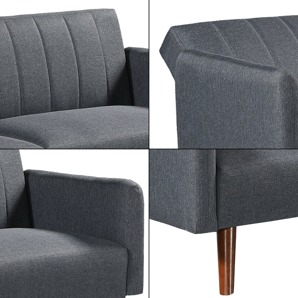 Sovsoffa Malå med liggfunktion 175x70x72 cm Grå [en.casa]