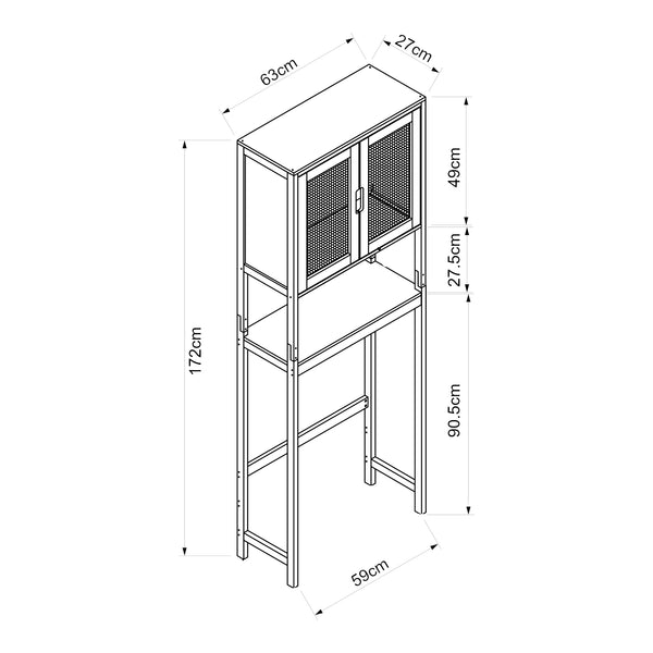 Toalettsskåp Tervola 172x63x27 cm Svart/Bambu [en.casa]