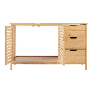 Tvättställsskåp Boksereys 60x100x35 cm Bambus Natur [en.casa]
