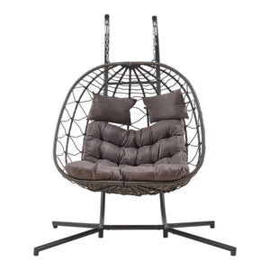 Dubbel hängstol Skense med ram 198x156x98 cm Grå [en.casa]