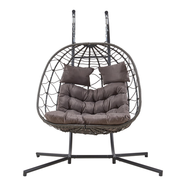 Dubbel hängstol Skense med ram 198x156x98 cm Grå [en.casa]