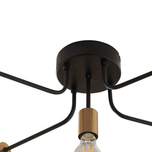 Taklampa Benfleet 5 x E27 Svart/Mässingsfärgad [lux.pro]