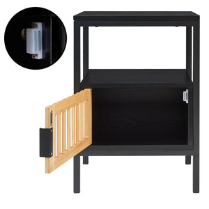 Nattduksbord Luniehti 58x40x33 cm Svart/Natur [en.casa]