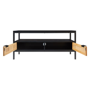 Soffbord Luniehti 100x40x48 cm Svart/Natur [en.casa]