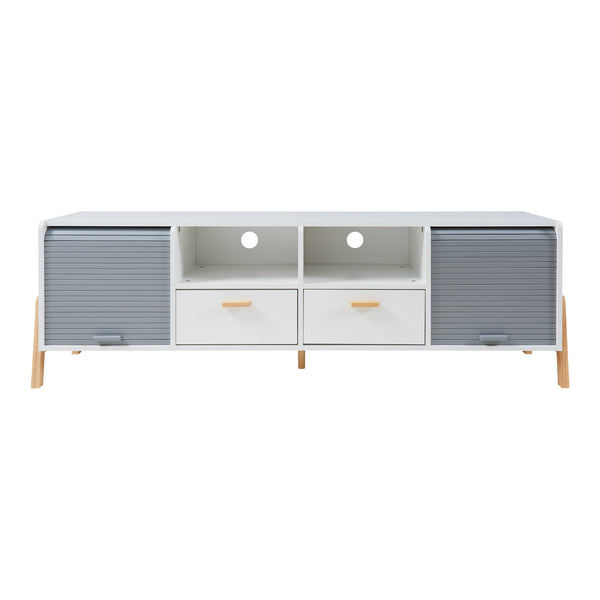 TV-bänk Kvaefjord 160x40x52 cm Vit/Grå [en.casa]