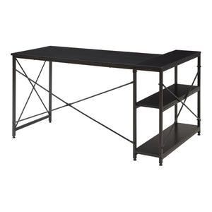 Skrivbord Raundsvalt med 1 hylla L-formad 137x88x75 cm Svart [en.casa]