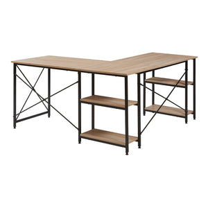 Skrivbord Klirurud med 2 hyllor L-format 150x150x75 cm eklook [en.casa]