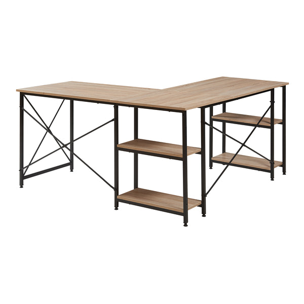 Skrivbord Klirurud med 2 hyllor L-format 150x150x75 cm eklook [en.casa]