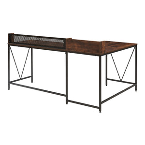 Skrivbord Frelvepirg med bakvägg L-format 165x110x75 cm valnötsoptik [en.casa]