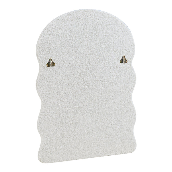 Väggspegel Brummen med ram i teddytyg 80x60 cm Vit [en.casa]