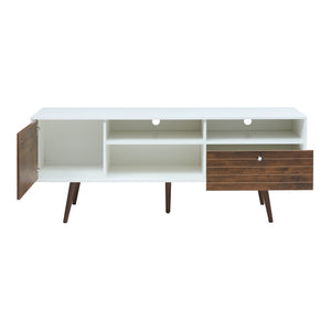 Tv-bänk Vare 165x40x65,5 cm vit valnötsfärg [en.casa] 