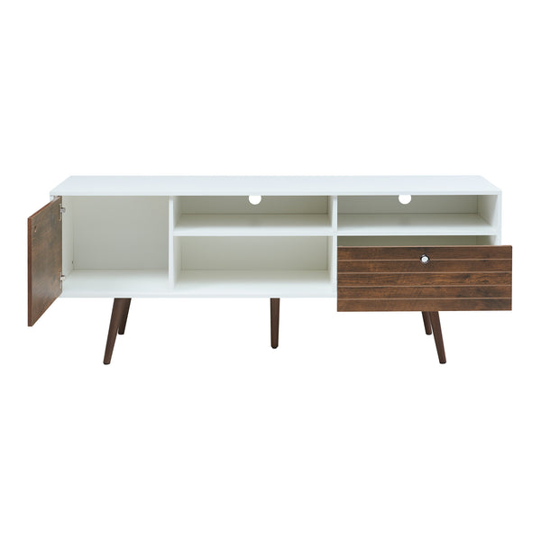 Tv-bänk Vare 165x40x65,5 cm vit valnötsfärg [en.casa] 