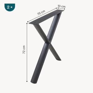 Bordstativ Klixjö 2-pack Stål 72x70x10 cm Svart [en.casa]