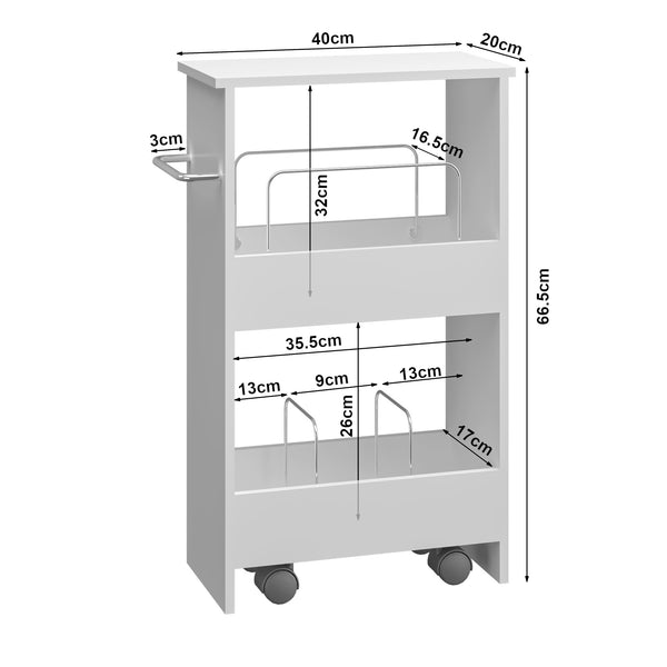 Rullvagn Katra 67x40x20 cm Vit [en.casa]