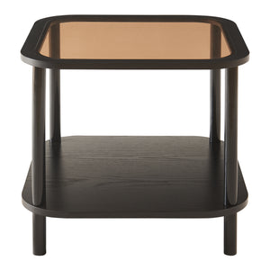 Sidobord Latama med glasskiva 51x51x45 cm Svart/Bronsglas [en.casa]