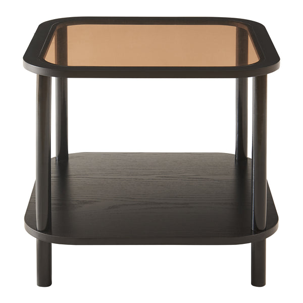Sidobord Latama med glasskiva 51x51x45 cm Svart/Bronsglas [en.casa]