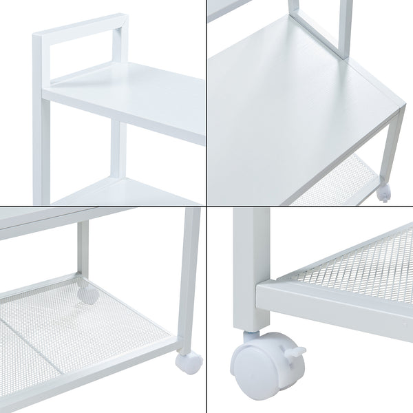 Rullbar skrivbord för skrivare Svanaldsvipp 100x55x38 cm cm Vit [en.casa]