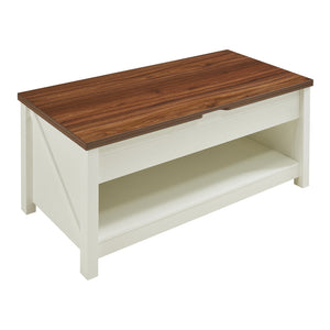 Soffbord Kasama med lyftskiva och förvaringsutrymme 110x55x54 cm valnötslook/vitt [en.casa]