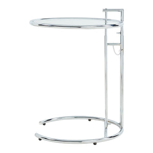 Höjdjusterbart sidobord Stare 50x57-77 cm Glas Transparent/Kromfärgat [en.casa]