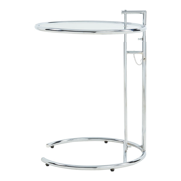 Höjdjusterbart sidobord Stare 50x57-77 cm Glas Transparent/Kromfärgat [en.casa]