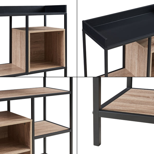 Fristående hylla Belana 137x70x33 cm Svart/Eklook [en.casa]