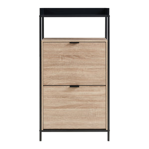 Skobänk Belana med 2 luckor 116x60x24 cm Svart/Eklook [en.casa]