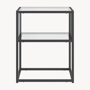 Sidobord Tronevn med glasskiva 50x40x40 cm Svart [en.casa]