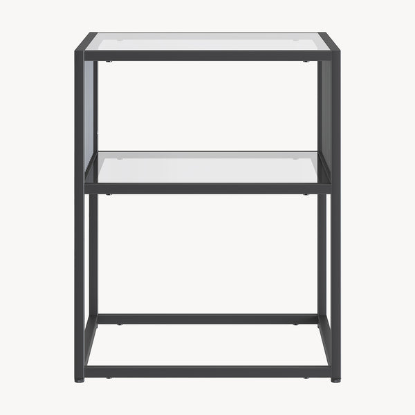 Sidobord Tronevn med glasskiva 50x40x40 cm Svart [en.casa]