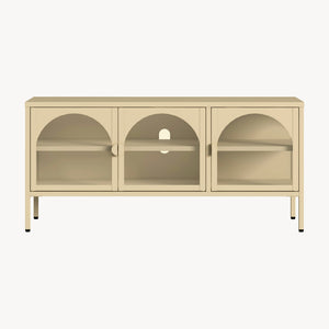 Vitrinskåp-Sideboard Klippestad Stål 118x35x55 cm Kamelfärgad [en.casa]