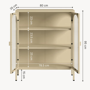 Vitrinskåp-Sideboard Klippestad Stål 95x80x35 cm Kamelfärgad [en.casa]