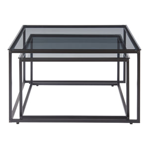 Soffbord 2-delat set Tromlaslo rökt glas, grått [en.casa]