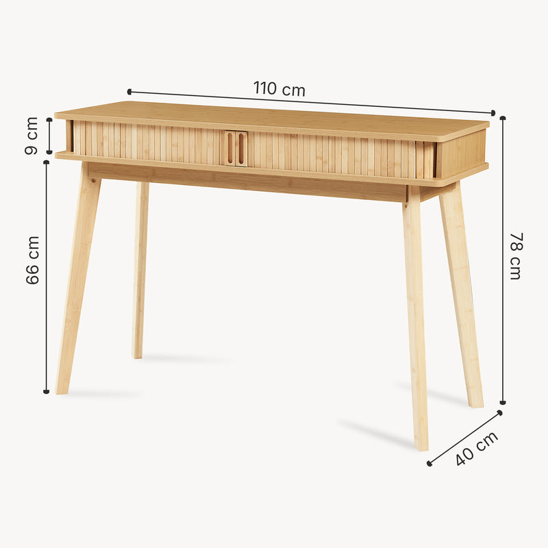Måttskiss Konsolbord Tysvær 110x40x78 cm Bambus [en.casa]