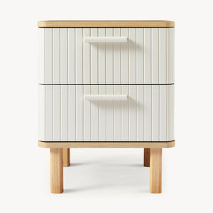 Nattduksbord Ferrersp med 2 lådor 50x40x40 cm eklook/sandfärgad [en.casa]