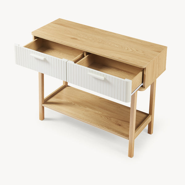 Konsolbord Ferrersp med 2 lådor 100x40x80 cm Eklook/Sandfärgad [en.casa]