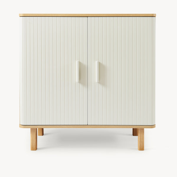 Sideboard Ferrersp med 2 dörrar 80x80x40 cm eklook/sandfärgad [en.casa]