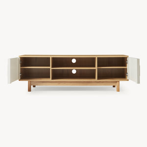 TV-skåp Ferrersp med 2 dörrar 140x40x45 cm eklook/sandfärgad [en.casa]