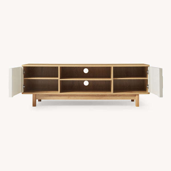 TV-skåp Ferrersp med 2 dörrar 140x40x45 cm eklook/sandfärgad [en.casa]