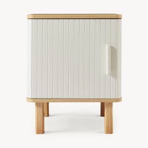 Nattduksbord Ferrersp med dörr 50x40x40 cm eklook/sandfärgad [en.casa]