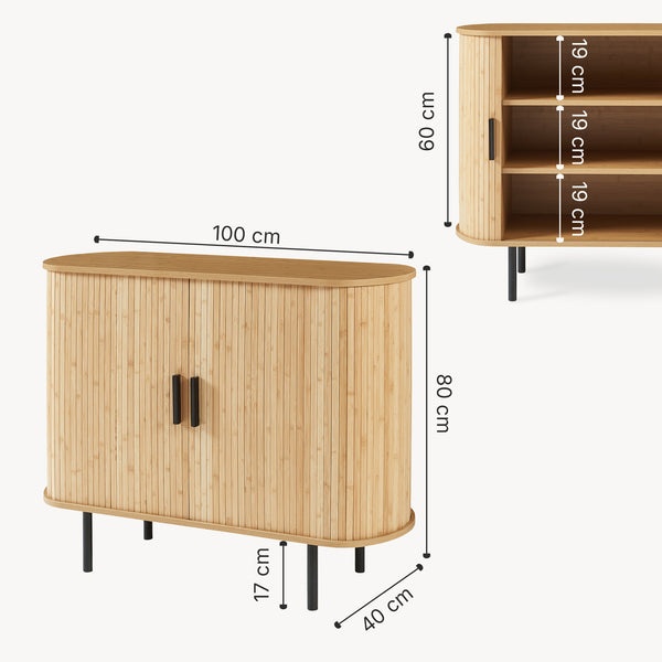 Sidobord Tvedestrand 100x40x80 cm Natur/Svart [en.casa]